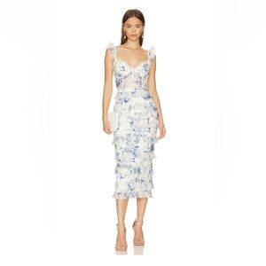 V Chapman Fiorenza Midi Dress - Provençal Blue Floral